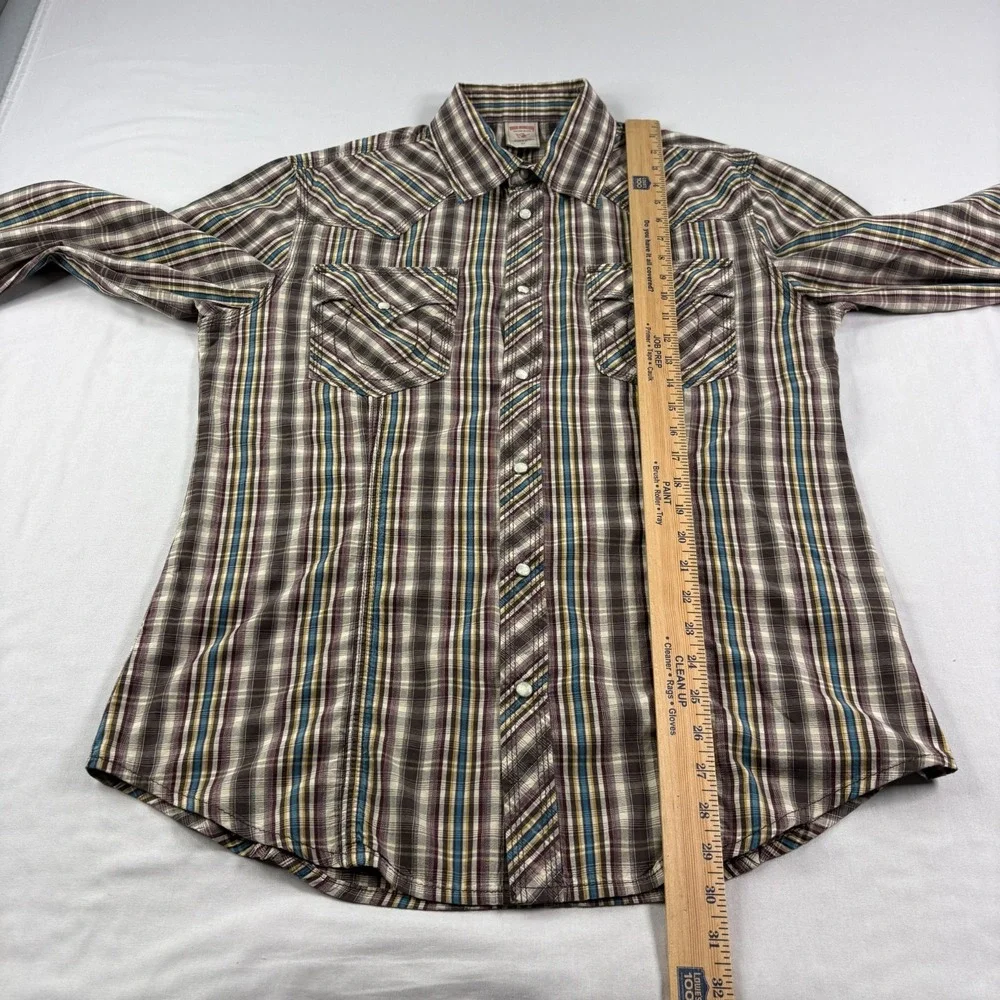 True Religion Western Shirt Mens‎ XL Lot of 2 Plaid Pearl Snap Up Long Sleeve